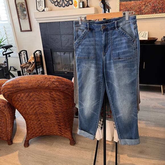 J Jill Jeans Womens Size 10 High Rise Straight Leg Patch Pockets Cuffed Comfort - Picture 16 of 16